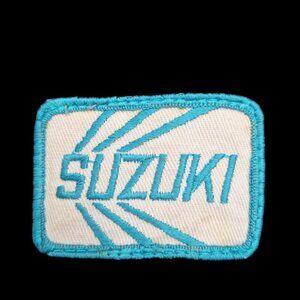 Suzuki‎ Patch Vintage White Blue White 2 x 3 Inches Snowmobile Bike